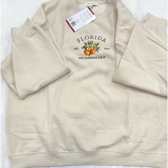 NEW State of Mine Florida Embroidered Cream Sweatshirt with Orange Graphic XL - Picture 5 of 5